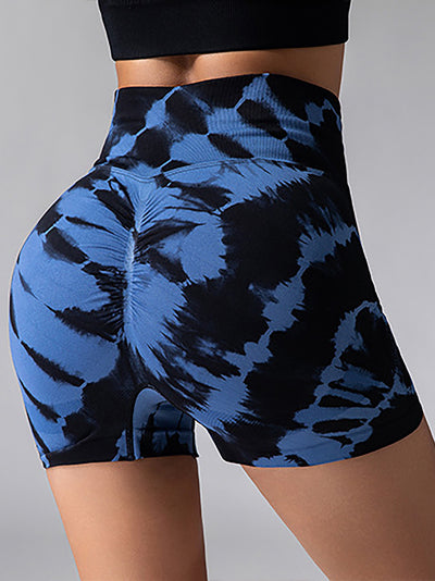 2 Pack Tie Dye High Waist Yoga Shorts