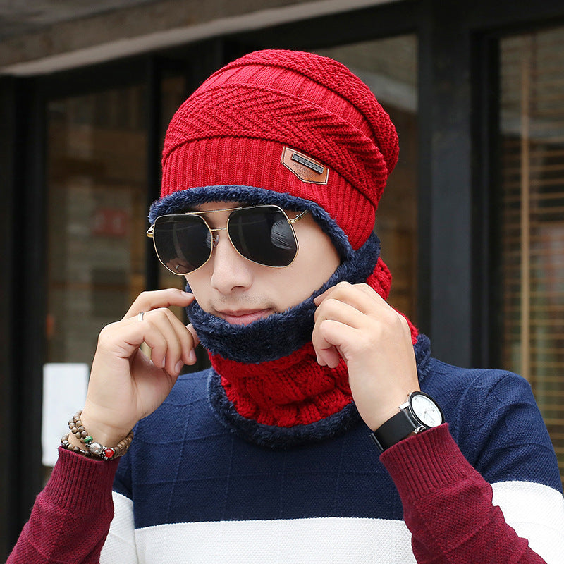 Men's Knitted Wool Beanie with Bib