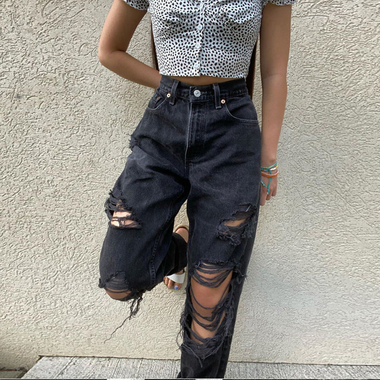 Women's Ripped Loose Fit Jeans