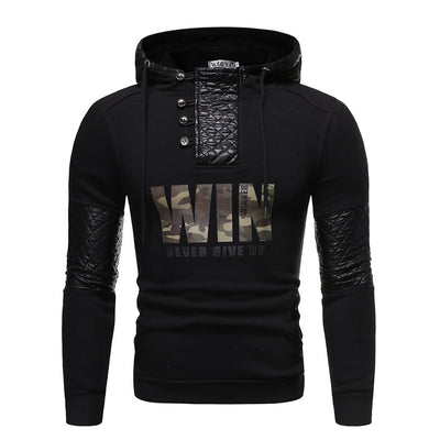 Men's Leather Patchwork Hoodies