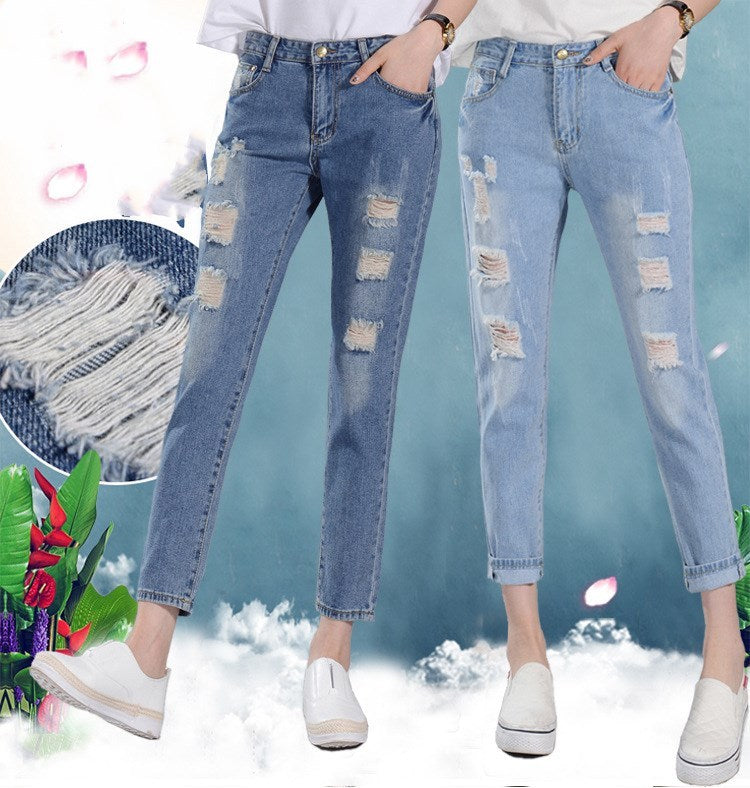 Women's Ripped High Ankle Jeans
