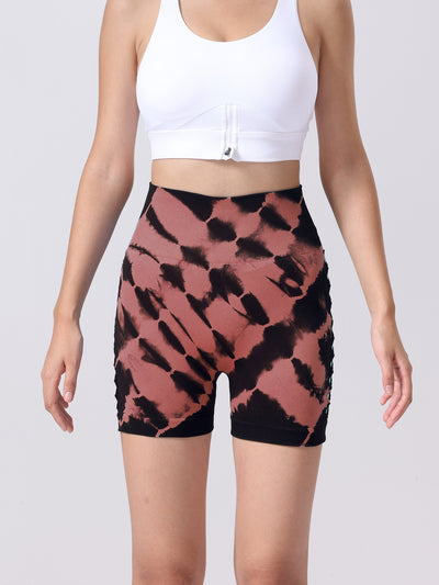 Women's Tie Dye Side Bow Yoga Shorts