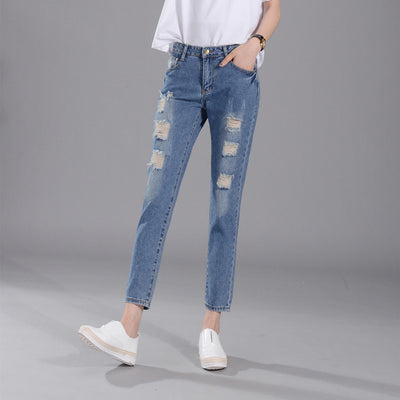 Women's Ripped High Ankle Jeans