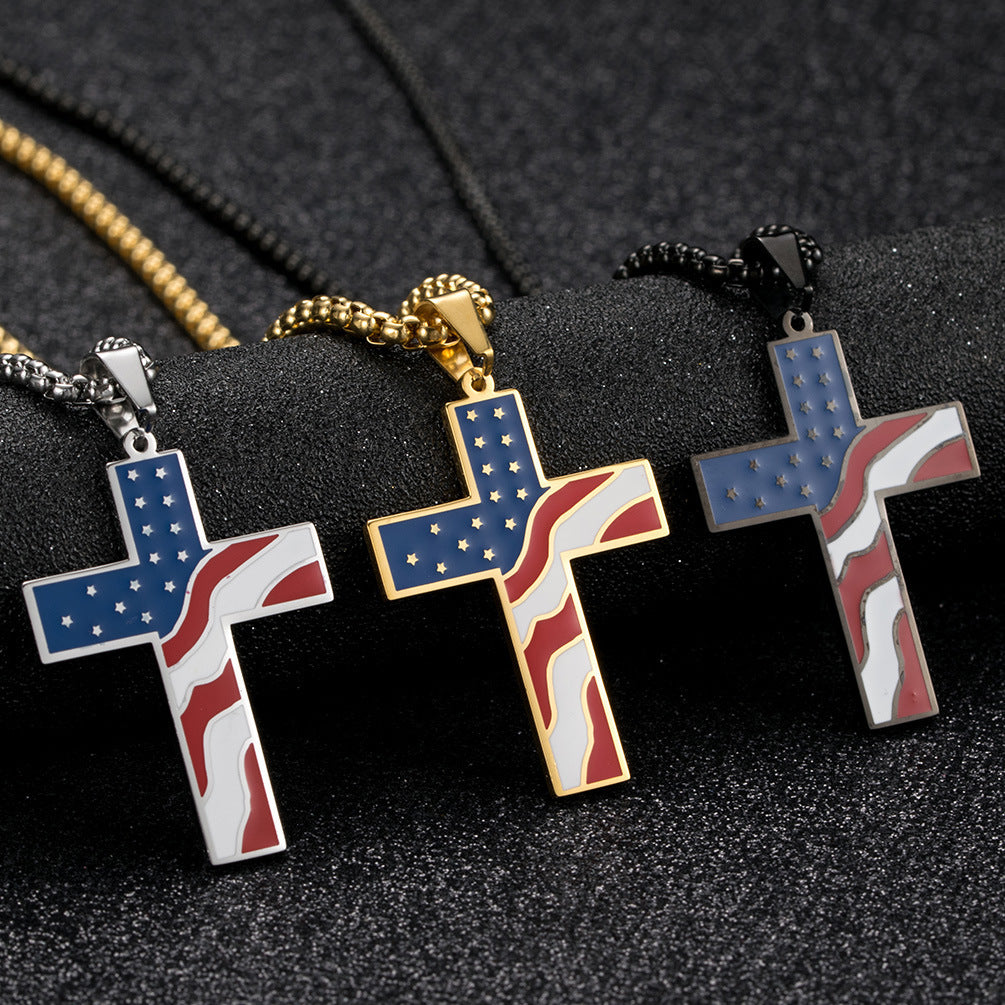 American Flag Cross Necklace