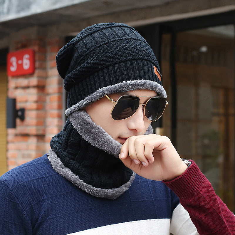 Men's Knitted Wool Beanie with Bib
