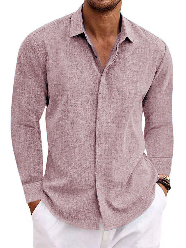 Men's Long Sleeve Linen Button Up Shirt