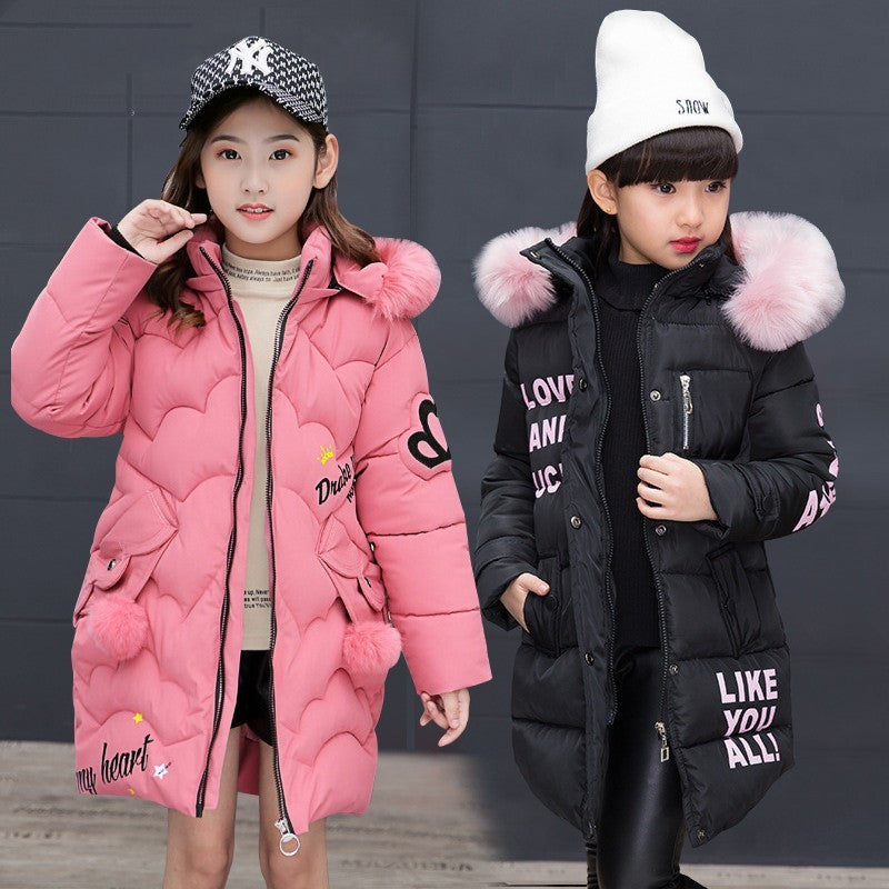 Girl's Fashion Cotton Padded Long Jackets