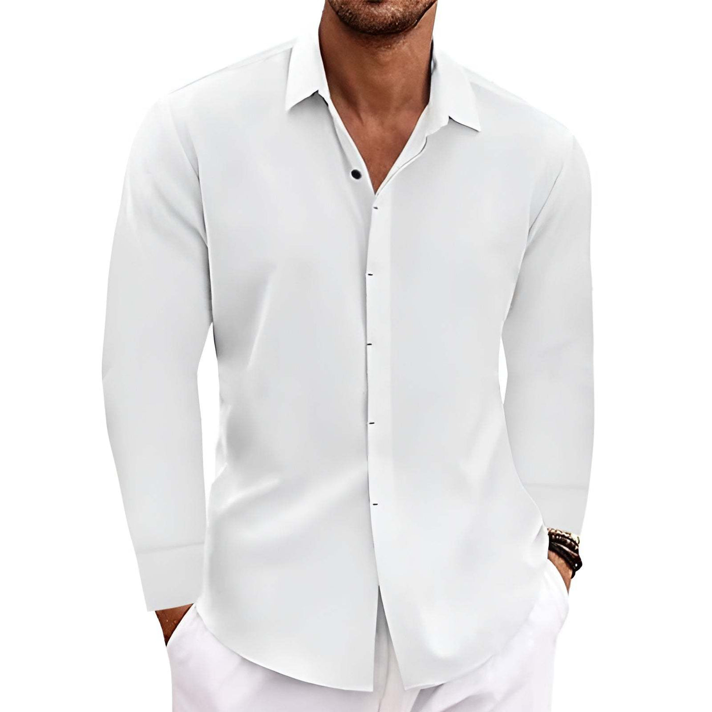 Men's Long Sleeve Linen Button Up Shirt