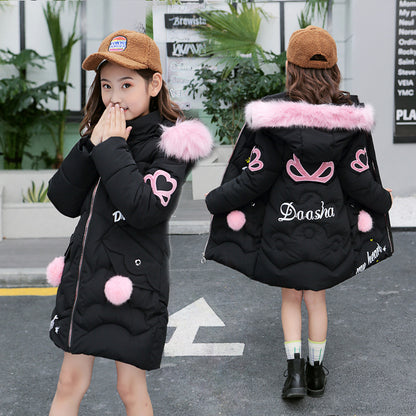 Girl's Fashion Cotton Padded Long Jackets