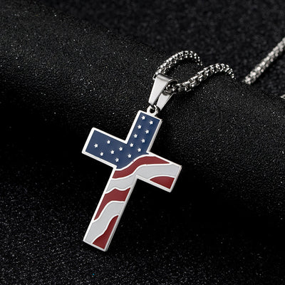 American Flag Cross Necklace
