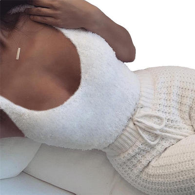 Women's 3 Pc Long Sleeve Crop Tank Top And Drawstring Shorts Pajama Set