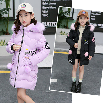 Girl's Fashion Cotton Padded Long Jackets