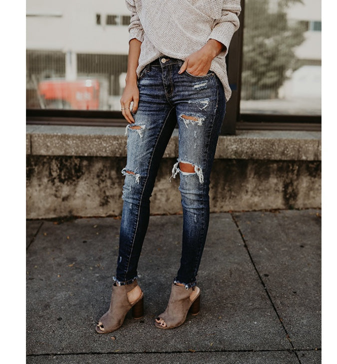 Women's Ripped Faded Skinny Jeans