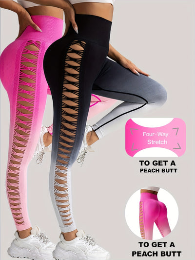 Women's Side Ripped Butt Lift Yoga Leggings 2 Pack