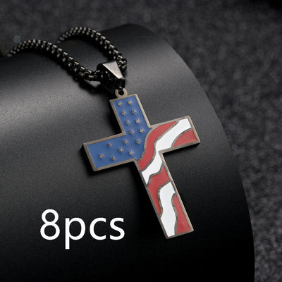 American Flag Cross Necklace