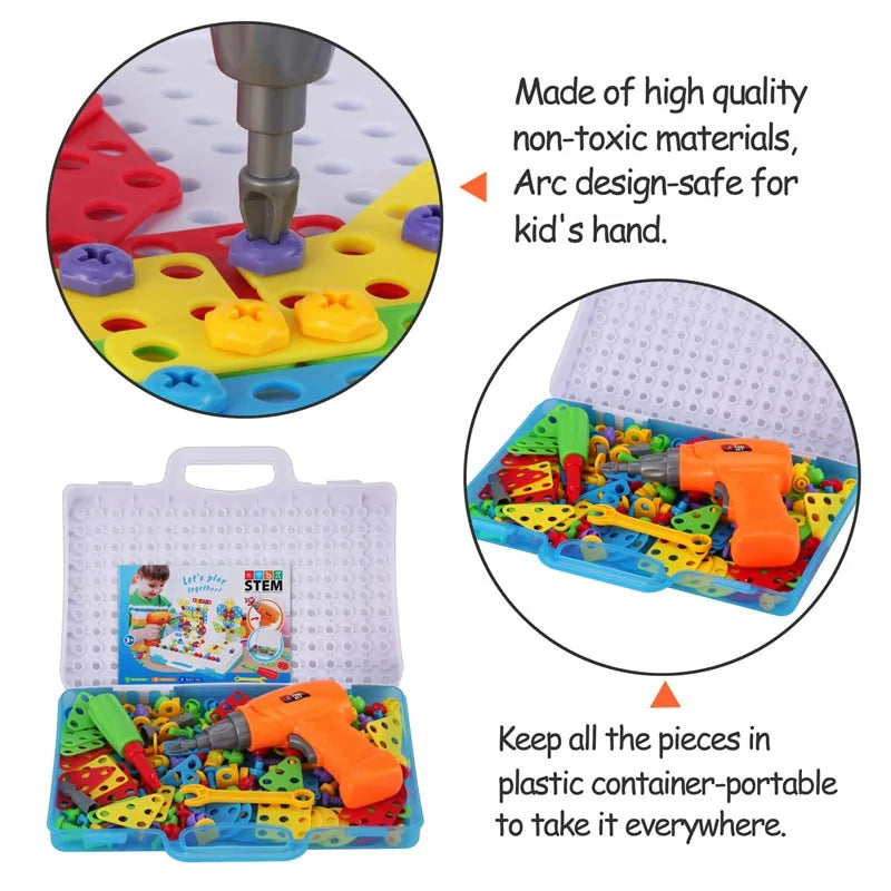 Children's Creative Mosaic Drill and Tools Building Kit