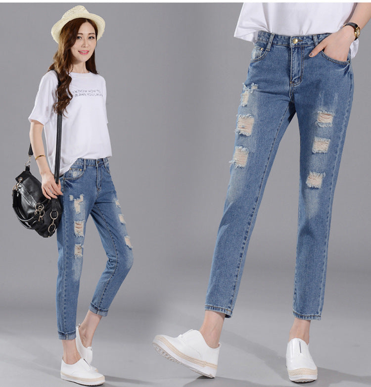 Women's Ripped High Ankle Jeans