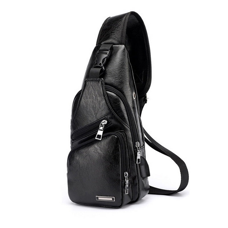 PU Leather Cross Body Travel Bag with Built in Charger