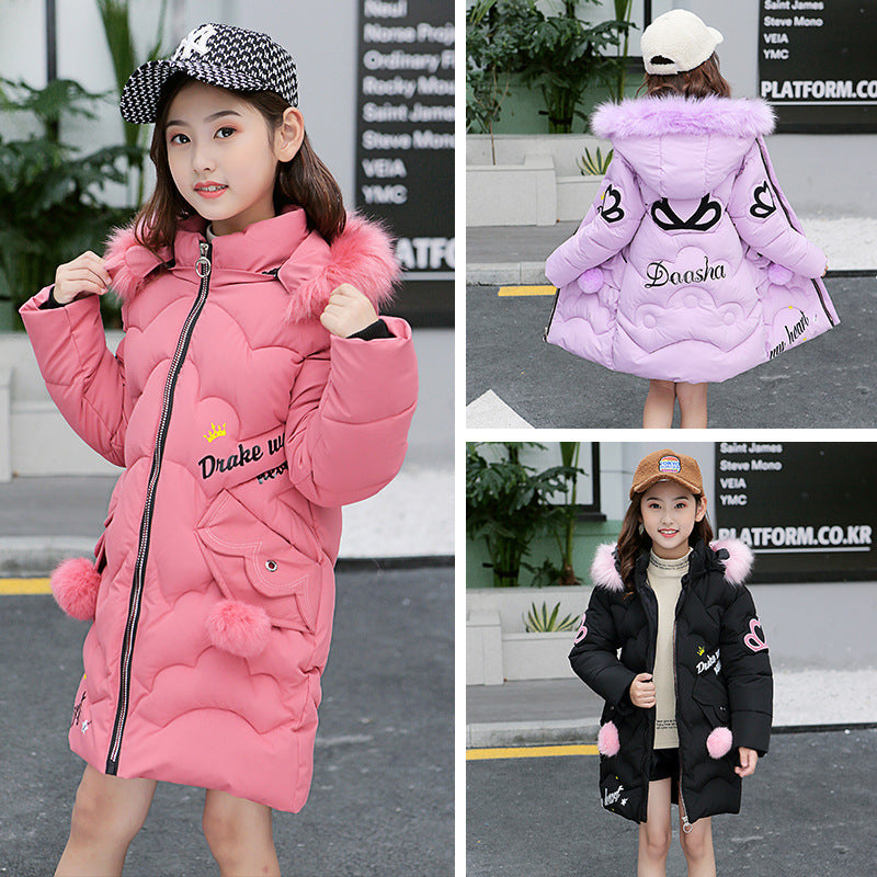 Girl's Fashion Cotton Padded Long Jackets