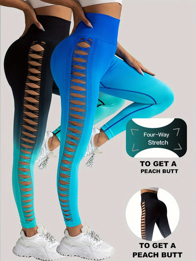 Women's Side Ripped Butt Lift Yoga Leggings 2 Pack