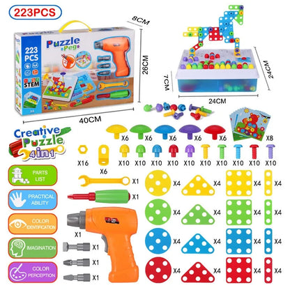 Children's Creative Mosaic Drill and Tools Building Kit