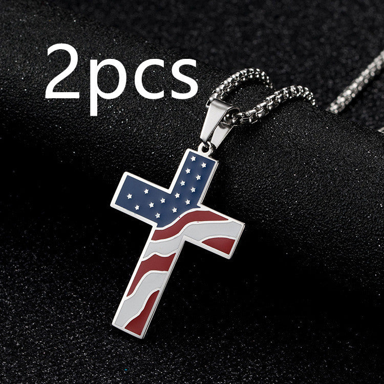 American Flag Cross Necklace