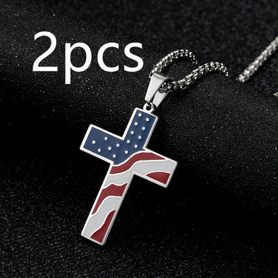 American Flag Cross Necklace