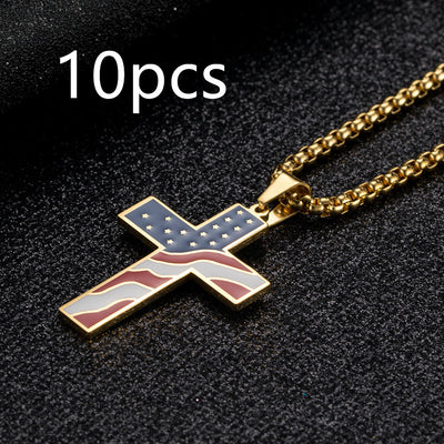 American Flag Cross Necklace