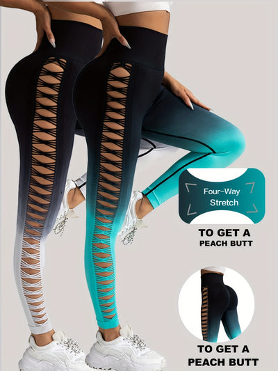 Women's Side Ripped Butt Lift Yoga Leggings 2 Pack