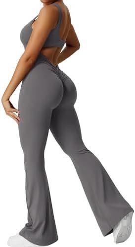 Women's Sleeveless One Piece Jumpsuit - Flared Bottom