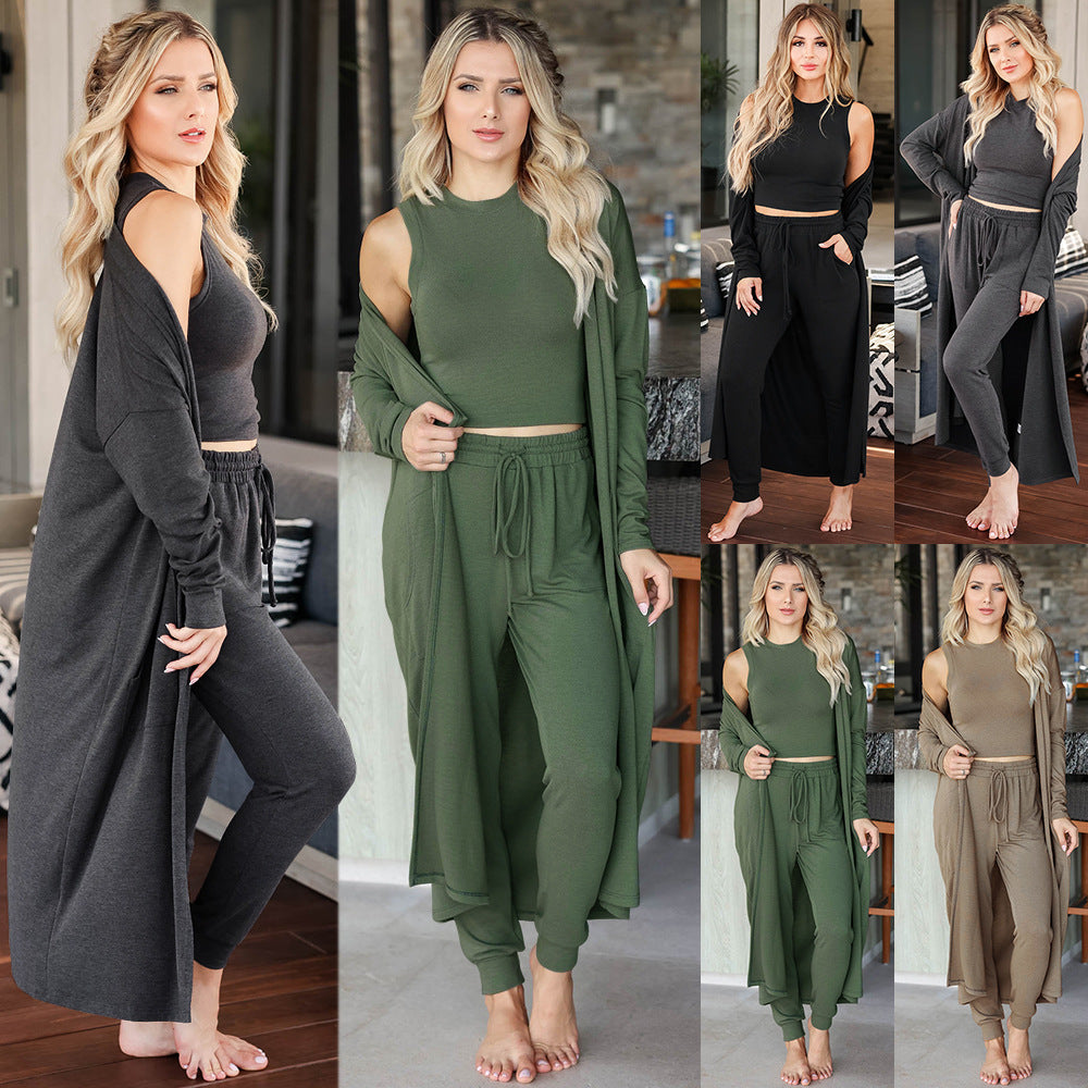 Women's Knitted Temperament Vest And Trousers Suit