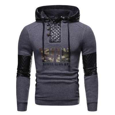 Men's Leather Patchwork Hoodies