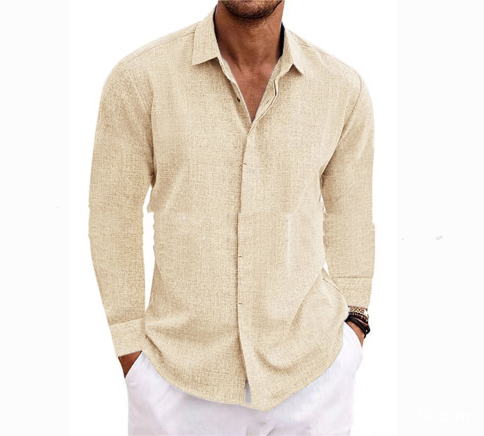 Men's Long Sleeve Linen Button Up Shirt