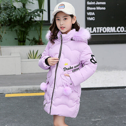 Girl's Fashion Cotton Padded Long Jackets