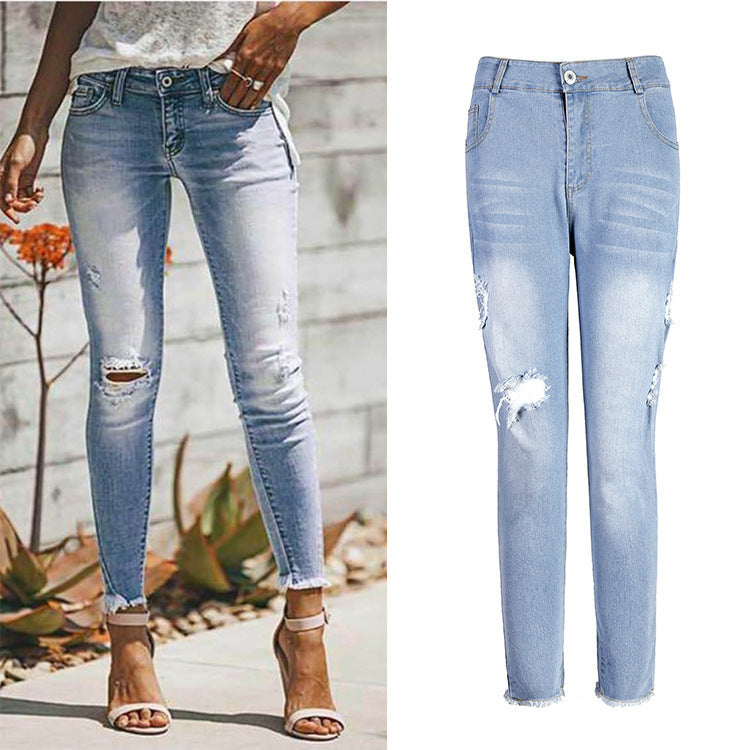 Women's Tight Faded Jeans