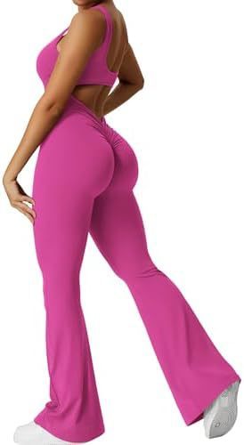 Women's Sleeveless One Piece Jumpsuit - Flared Bottom