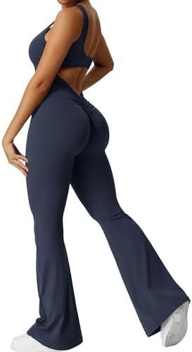 Women's Sleeveless One Piece Jumpsuit - Flared Bottom