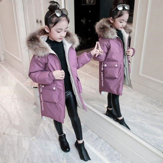 Girl's Fashion Fur Long Jacket