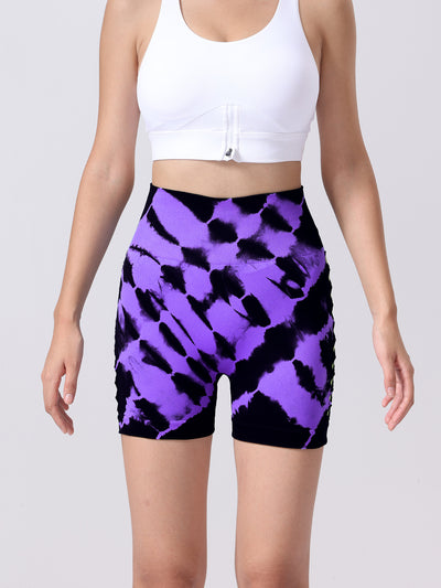 Women's Tie Dye Side Bow Yoga Shorts