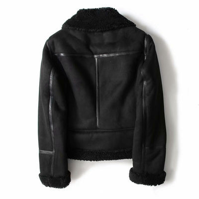 Women's Winter Wool Sued Biker Coat
