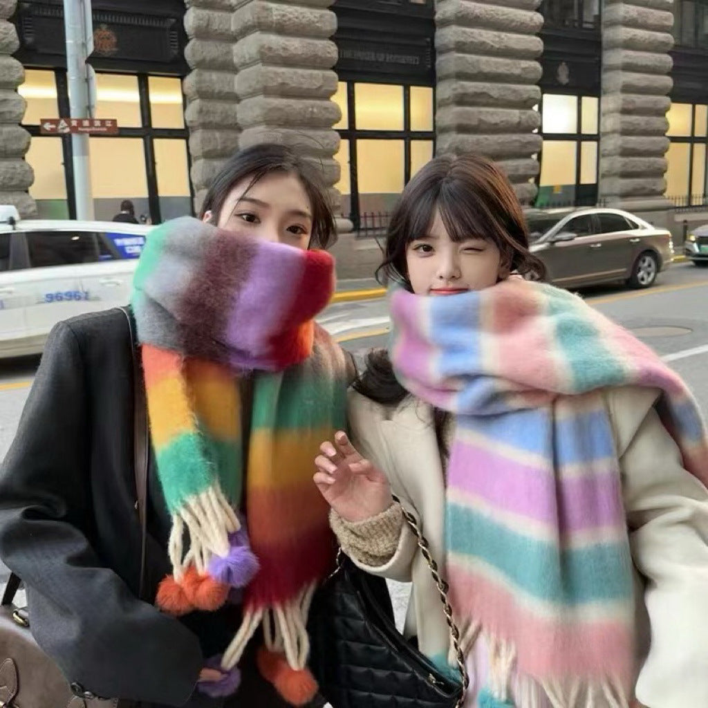 Large Mohair Tassel Scarf