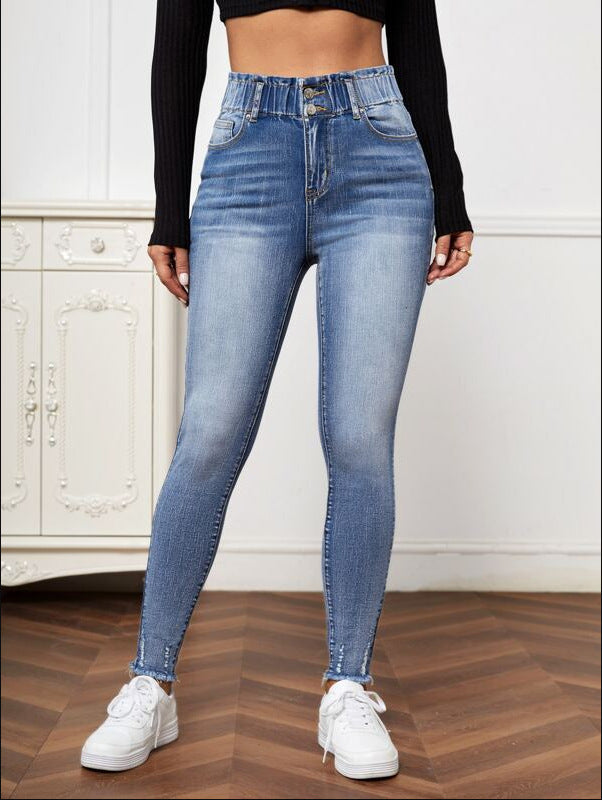 Women's High Waste Elastic Skinny Jeans