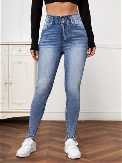 Women's High Waste Elastic Skinny Jeans