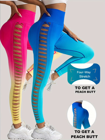 Women's Side Ripped Butt Lift Yoga Leggings 2 Pack