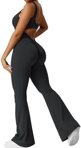 Women's Sleeveless One Piece Jumpsuit - Flared Bottom