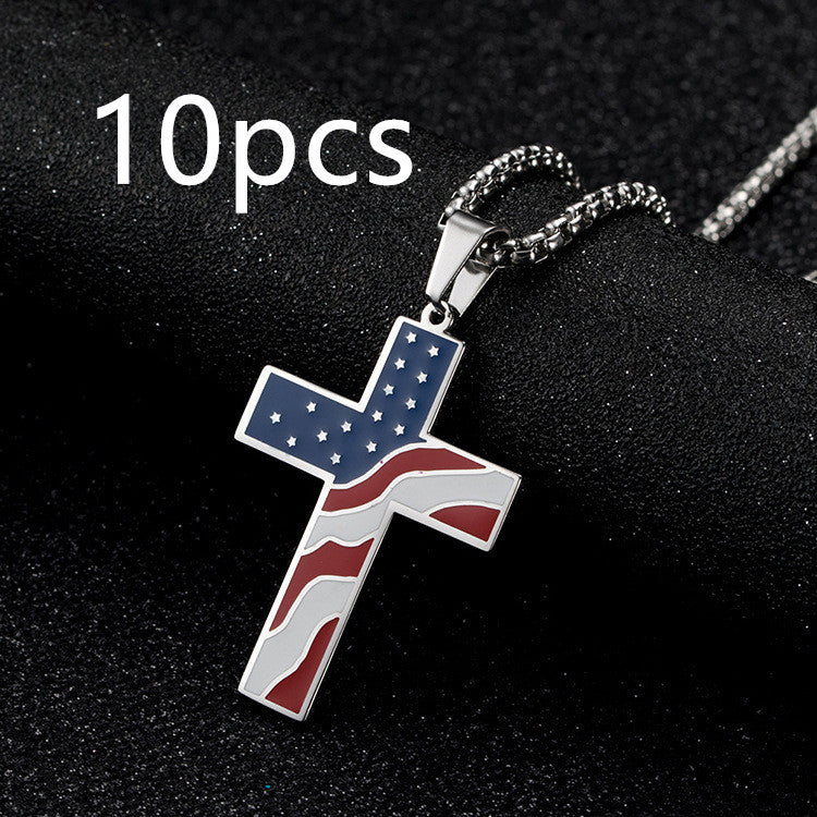 American Flag Cross Necklace