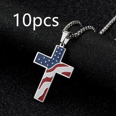 American Flag Cross Necklace