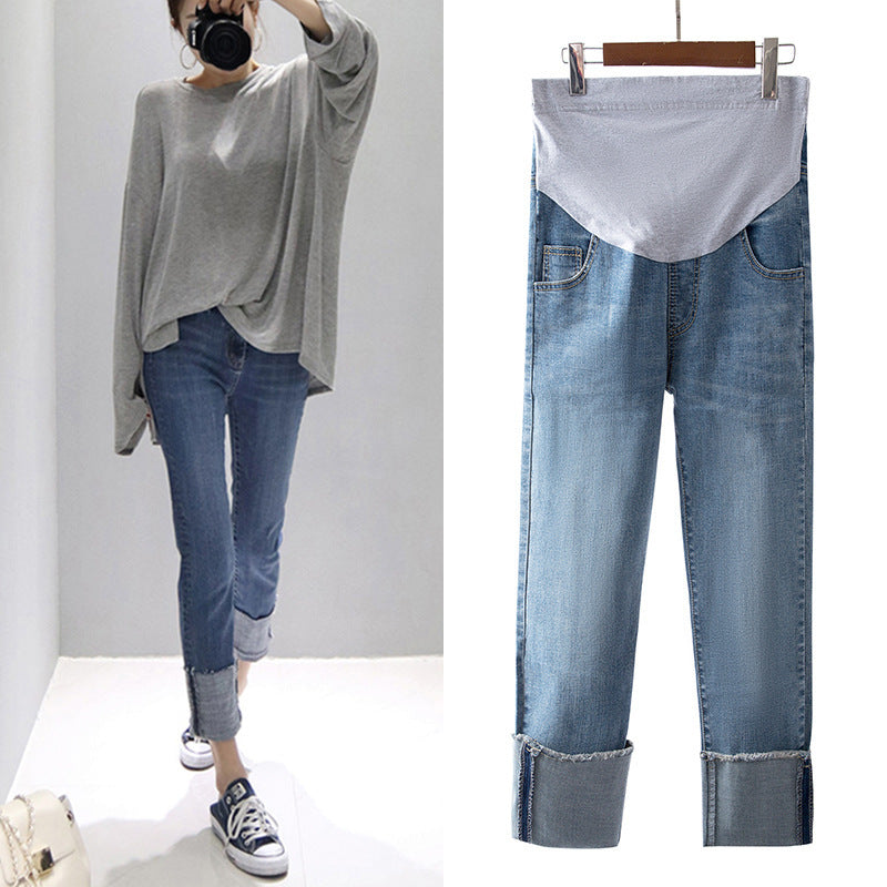 Women's Straight Cropped Cuffed Ankle Jeans