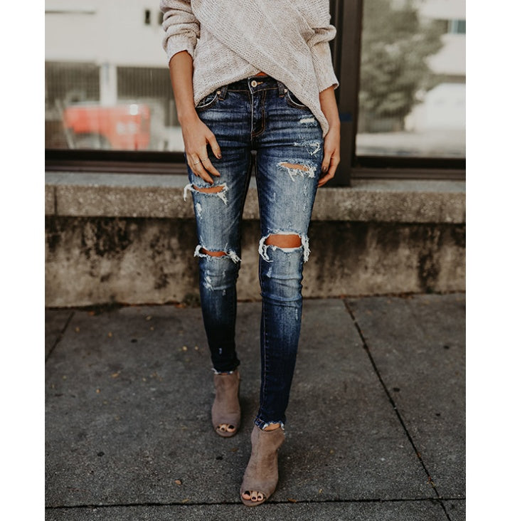 Women's Ripped Faded Skinny Jeans