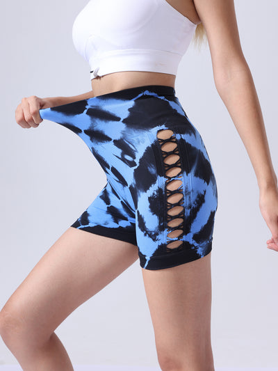 Women's Tie Dye Side Bow Yoga Shorts